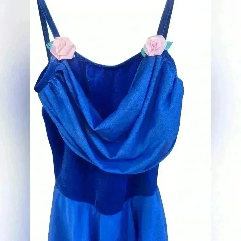 Boutique Girls Dance costume beautiful royal blue backless flower detail sz L